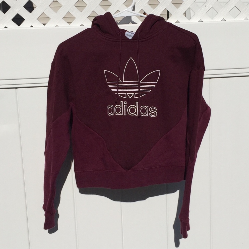 Adidas Trefoil Maroon Sweatshirt Hoodie size xs